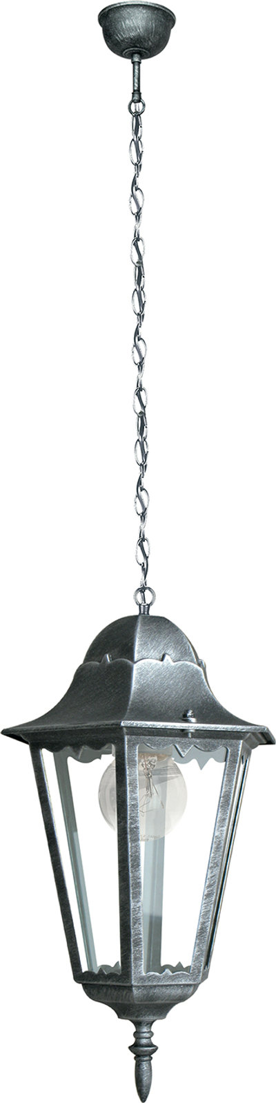 Lampade a sospensione Sospensione Per Esterno Firenze Nera e Argento on Diffusore in Vetro (1xe27) Ip44