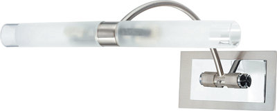 Applique da Parete q1 Cromata Con Diffusore in Vetro Satinato e io Flessibile (2xg9) Ip21