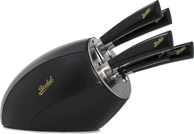 Coltelli e Taglieri Ceppo Sense nero + set 5 coltelli Elegance nero