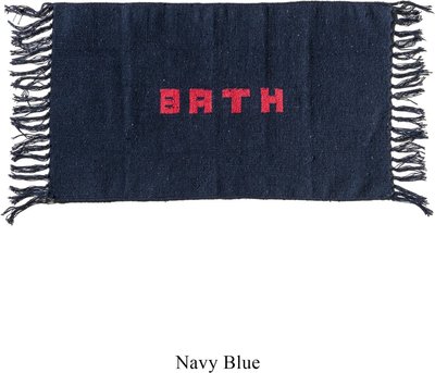 Tessili Tappetino da bagno in filato riciclato fatto a mano / blu navy 45 x 75cm