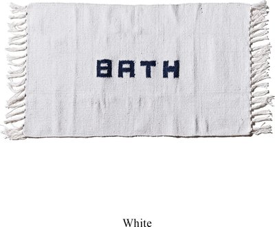 Tessili Tappetino da bagno in filato riciclato fatto a mano / bianco 45 x 75cm