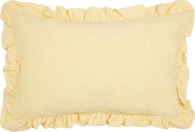 Cuscini e Federe Federa Con Volani Arricciati Puro Lino Stonewash Giallo Pastello
