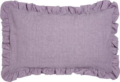 Cuscini e Federe Federa Con Volani Arricciati Puro Lino Stonewash Violetta