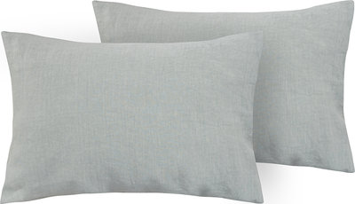 Cuscini e Federe Coppia Federe Puro Lino Stonewash Grigio Fumo