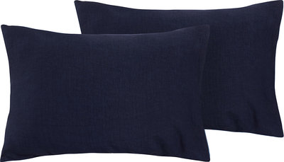 Cuscini e Federe Coppia Federe Puro Lino Stonewash Blu