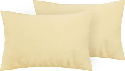 Cuscini e Federe Coppia Federe Puro Lino Stonewash Giallo Pastello