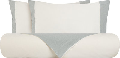 Copripiumini Parure Copripiumino Misto Lino Naturale Con Applicazione Grigio Fumo