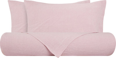 Copripiumini Parure Copripiumino Puro Lino Stonewash Rosa Perla