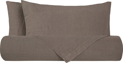 Copripiumini Parure Copripiumino Puro Lino Stonewash Tortora