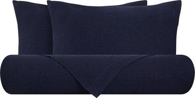 Biancheria Letto Parure Letto Puro Lino Stonewash Blu