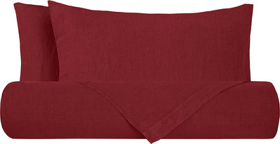 Biancheria Letto Parure Letto Puro Lino Stonewash Ciliegia