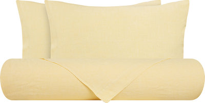 Biancheria Letto Parure Letto Puro Lino Stonewash Giallo Pastello