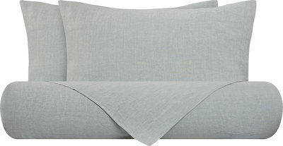 Biancheria Letto Parure Letto Puro Lino Stonewash Grigio Fumo