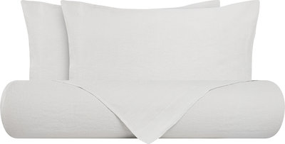 Biancheria Letto Parure Letto Puro Lino Stonewash Grigio Perla