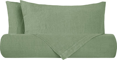 Biancheria Letto Parure Letto Puro Lino Stonewash Oliva