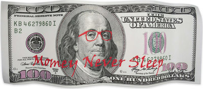 Oggetti decorativi Adm - Stampa su Alluminio 'money Never Sleeps'