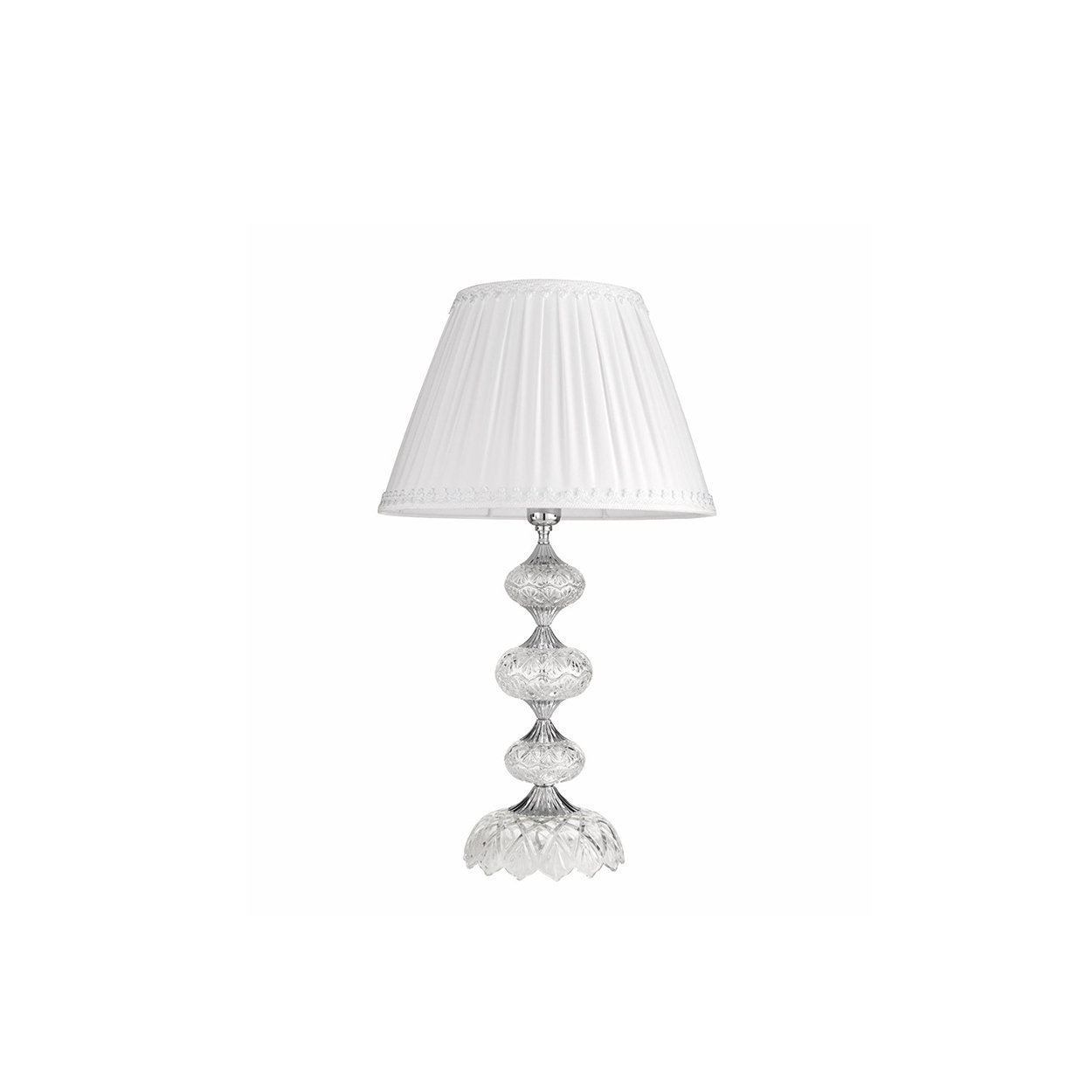 Lámpara de mesa DALLAS de vidrio y cristal transparente, cromo