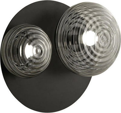 Lampade da soffitto Plafoniera TONDO in vetro soffiato e metallo verniciato Ø50, fumè