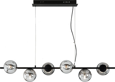 Lampade a sospensione Sospensione MONILE/6 in metallo e vetro soffiato, nero