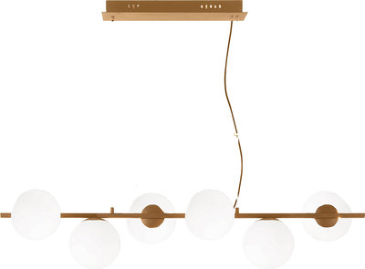 Lampade a sospensione Sospensione MONILE/6 in metallo e vetro soffiato, oro