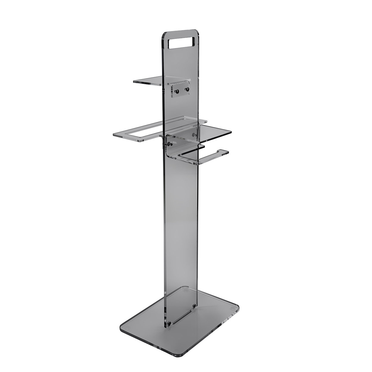 Clio columna baño (portarrollos, toallero y jabonera para bidé) ahumado