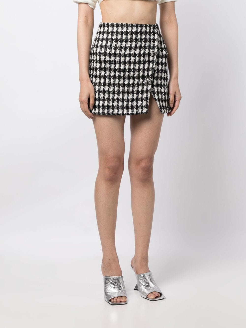 Image of Black Check Boucle Mini Skirt Aw23155skb