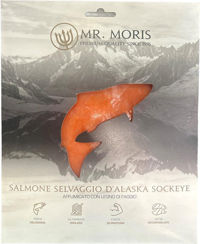 Salmone 3 Confezioni - Salmone Selvaggio D'Alaska Affumicato Premium Mr. Moris® Kosher 100g