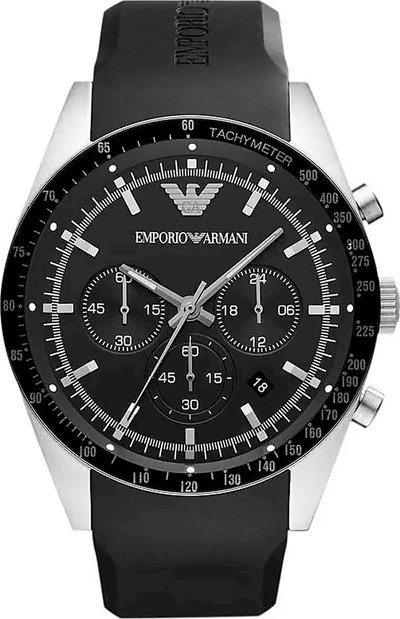 Orologi Orologio da Polso Uomo Armani con cinturino in silicone e quadrante nero
