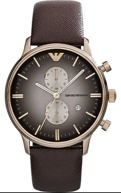 Orologi Orologio da Polso Uomo Armani con cinturino in pelle e quadrante marrone