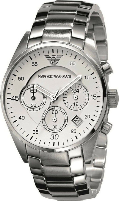 Orologi Orologio da Polso Unisex Armani con cinturino in acciaio e quadrante bianco