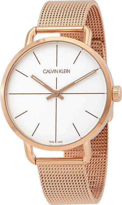 Orologi Orologio da Polso Uomo Calvin Klein con cinturino in acciaio inox con trattamento pvd rosa oro e quadrante silver