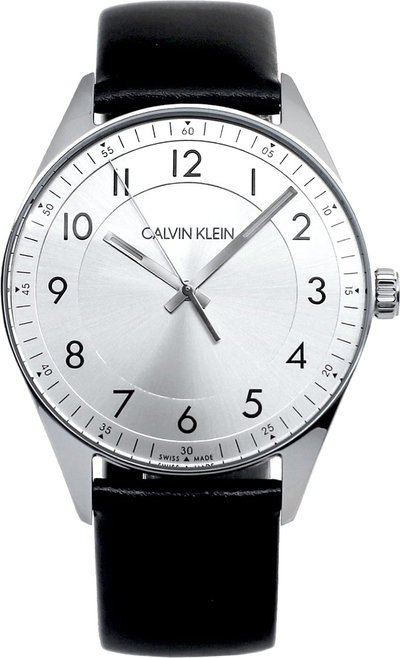 Orologi Orologio da Polso Uomo Calvin Klein con cinturino in pelle e quadrante silver