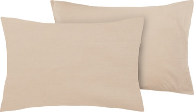 Coppia di federe in cotone Toile de Jouy Sabbia