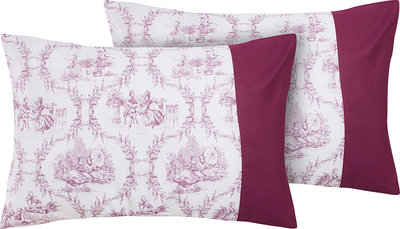 Cuscini e Federe Coppia di federe Bifaccia in cotone Toile de Jouy Borgogna/Violaceo