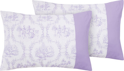 Cuscini e Federe Coppia di federe Bifaccia Toile de Jouy Violetto/Glicine