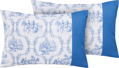 Cuscini e Federe Coppia di federe Bifaccia in cotone Toile de Jouy Olimpia/Bluette