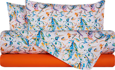 Biancheria Letto Completo letto in cotone Paisley Acquamarina