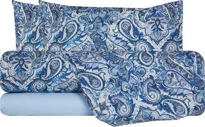 Biancheria Letto Completo letto in cotone Paisley blu