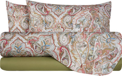 Biancheria Letto Completo letto in cotone Paisley Dorato