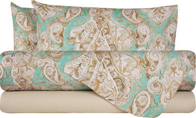 Biancheria Letto Completo letto in cotone Paisley verde