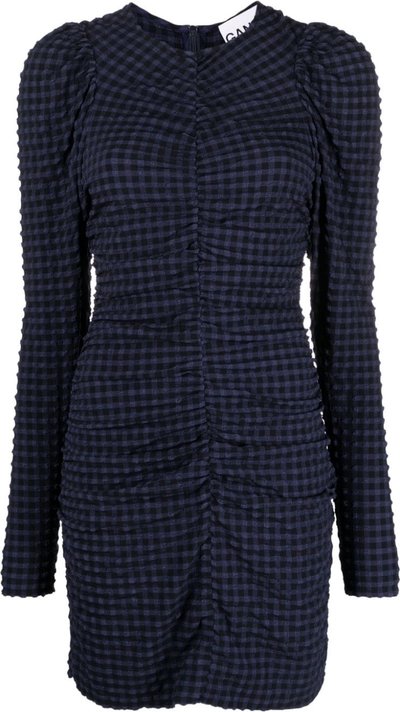 Vestiti Stretch Seersucker O-neck Mini Dress F8599