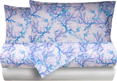 Biancheria Letto Completo Letto Cotone Corallo Acquerello/Bianco