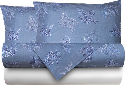 Biancheria Letto Completo Letto Cotone Mare D'inverno/Bianco