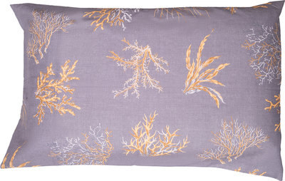 Cuscini e Federe Coppia di Federe Bifaccia Cotone 50x80 Corallo Ocra Su fondo Grigio/Grigio Perla
