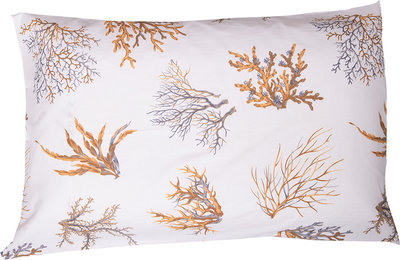 Cuscini e Federe Coppia di Federe Bifaccia Cotone 50x80 Corallo Ocra Su fondo Bianco/Bianco