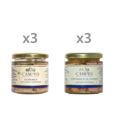 Selezioni miste 6 barattoli misti: Tonno in olio d'oliva - Ventresca di tonno