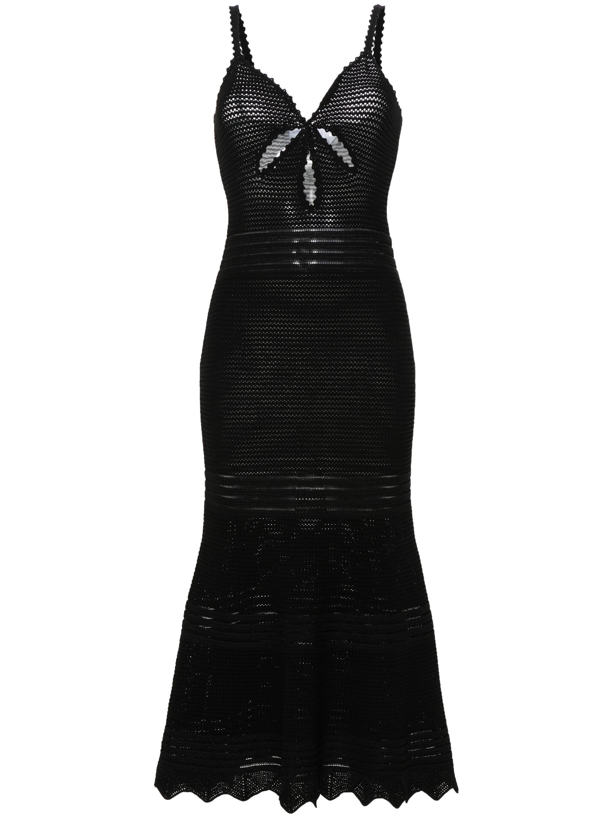 Image of Black Crochet Cut Out Midi Dress Ss24168mb