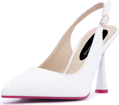 Décolleté Slingback alta con tacco colore bianco