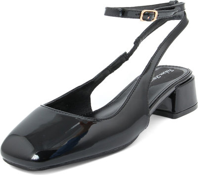 Décolleté Slingback con punta quadrata e tacco rettangolare colore nero