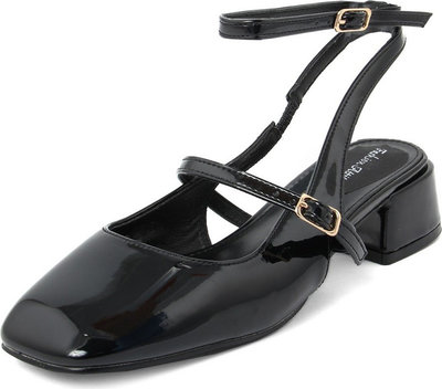 Décolleté Mary-jane con punta quadrata e tacco rettangolare colore nero